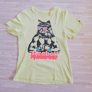 リーボックReebokアニマル筋肉猫ちゃんs 半袖Tシャツイエロー