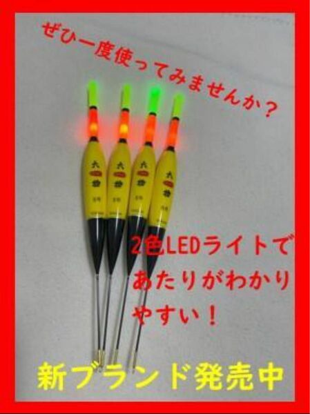 【ZONE5】超遠可視距離電気ウキ５号2点灯4本セット　遠投軽量化ウキ　電気ウキ