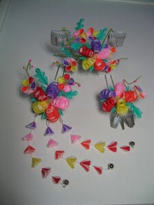 натуральный шелк кнопка, ручка настройки умение .*. цвет уровень слива * комплект из трех позиций #S010 "Семь, пять, три" . гора . аммицу . декоративная шпилька