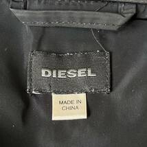 希少XLサイズ ◎ 美品 DIESEL ディーゼル ブルゾン ナイロンジャケット シングル ライダース ライトアウター ワッフル地 ブラック ロゴ金具_画像9