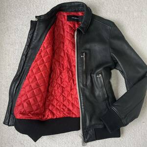  rare L size NANO UNIVERSE Nano Universe masterpiece Rider's single ram leather sheepskin leather jacket quilting black red 