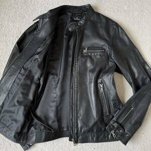 L size beautiful goods * Paul Smith [ finest quality. ram leather ] Paul Smith leather jacket Rider's single sheep leather black black blouson original leather 