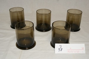 li98* beautiful goods antique * blow . glass * rock glass * tumbler glass * black black color 5 piece gala spade together 