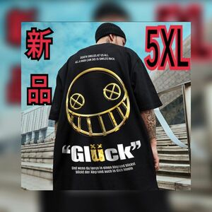 新品未使用　ビックT　5XL　Tシャツ 　ブラック　バックプリント　ストリート