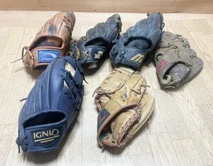 グローブ まとめて 6点 野球 ソフトボール MIZUNO SSK IGNIO 他 軟式 ？ 硬式 ? 茶色 黒色 大人 ? 少年 ? ジュニア 大量 まとめて 6点 C12