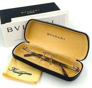 BVLGARI ブルガリ JO88387 度入り 眼鏡 メガネフレーム リムレス ブランドケース 元箱付き