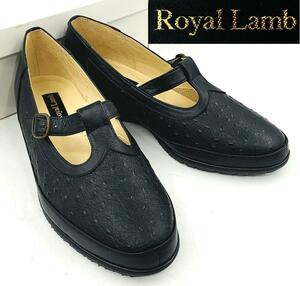 Royal Lamb ロイヤルラム パンプス オーストリッチ レディース 23cm ブラック 三越伊勢丹 美品