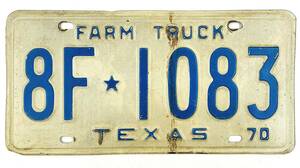 1970 70 TEXAS FARM TRUCK テキサス ファームトラック ナンバープレート アンティーク ヴィンテージ 