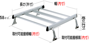ロッキープラス ルーフキャリア ハイエース 200系・レジアスエースバン・ハイゼットカーゴ SA-03 アルミ+スチール製 4本脚