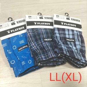 ☆　メンズ　前開き　トランクス　3枚セット　LLサイズ　新品　PLAYBOY　綿100%　