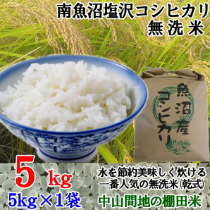 魚沼産コシヒカリ 南魚沼塩沢コシヒカリ乾式無洗米5kg令和5年産の画像1