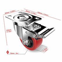 COOWOO 3インチ キャスター 4個セット 車輪 ブレーキ付き 高耐久性 単個耐荷重150kg 360度回転 静音 ミュートシ_画像2