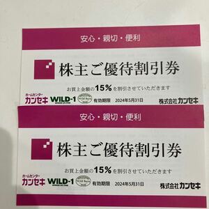 カンセキ株主優待券15%割引券2枚セット