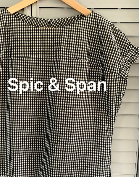 SPICK&SPAN　半袖　ギンガムチェック ブラウス　黒