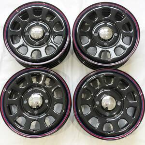 デイトナ ブラック 12-4.0J 4H100 ＋42 TOYO OPEN COUNTRY R/T 145/80R12 80/78N ピクシスバン エブリィ キャリィ ハイゼット 送料無料