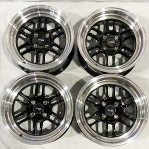 深リム BMS R6T ブラック/マシンリップ 15-8.0J 4H100 ＋20 TOYO PROXES R1R 195/55R15 85V シビック ロードスター ヘラフラ スタンス USDM