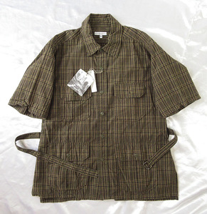 エンジニアードガーメンツ★2022ssモデル★ S/S Bush Shirt - Cotton Madras Check /Olive×Brown【XS】
