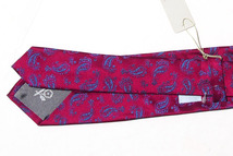 送料無料★新品｜未使用｜ペンローズ ロンドン｜penrose london｜ペイズリー柄シルクネクタイ｜Rose Red Base Blue Paisley Jacquard_画像3