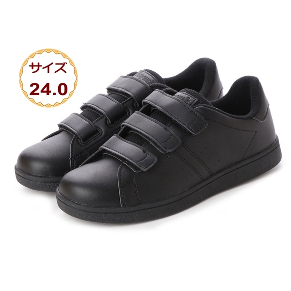 訳あり C0501269 ベルクロ コート シューズ スニーカー 幅広 抗菌 防臭 マジックテープ アウトドア 黒 ブラック 18559-blk-240 ( 24.0cm )