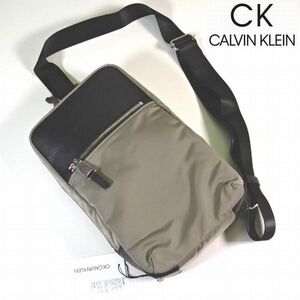  new goods .2.75 ten thousand CK CALVIN KLEIN Calvin Klein book@ cow leather leather × nylon body bag one shoulder bag ash black men's man gentleman 