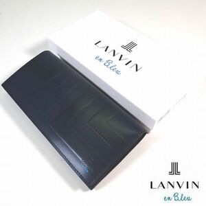 新品 定価1.87万 LANVIN en Bleu ランバンオンブルー ジェイ 本牛革 レザー 長財布 小銭 カード 札入れ 紺 メンズ 男性 紳士用