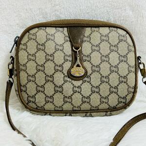 1円 美品 GUCCI グッチ プラス ショルダーバッグ ハンドバッグ ポーチ GG PVC 金具