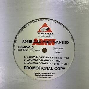 黒棚 HIPHOP,R&B AMERICA'S MOST WANTED - ARMED & DANGEROUS INST,シングル レコード 中古品