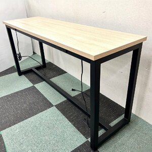 ★直接引取歓迎★ ASPLUND カフェカウンター H720 ネイルテーブル カウンター 机 木目調 デスク カフェ サロン 作業台 コンセント付 ①