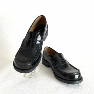 * не использовался товар * HARUTA Hal ta кожа обувь монета Loafer Loafer 24.5cm черный ходить на работу посещение школы обычно используя стандартный популярный студент стандартный бренд 