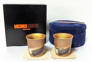 ★未使用★ MICHIKO LONDON ミチコロンドン ペアカップ ML2711 湯呑 コースター付き コップ 食器 陶器 夫婦 カップル