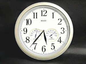 ★美品★ DAILY デイリー 掛け時計 壁掛け時計 アナログタイプ シンプルデザイン 円形 温度・湿度表示 4KGA03DA