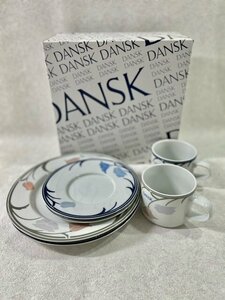 【未使用】DANSK カップ&ソーサー プレートセット 花柄 チューリップ お皿 洋食器 食器 来客 おもてなし お茶会 ティータイム