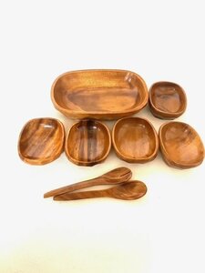 ★未使用★ 木製皿＆スプーンセット おしゃれ 天然木 木皿