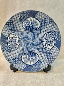 有田焼 肥前 哲三郎 作 飾り皿 大皿 直径37cm 陶器 骨董 美術 和室 インテリア アンティーク