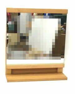 ミラー　鏡　木製フレーム 置き型ミラー　角型 ナチュラル ②　理美容室にも　角度調節可能！