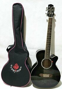 GypsyRose SX アコースティックギター アコギ GRA1K CBK 楽器 薔薇 ブラック 初心者 練習用 ケース付