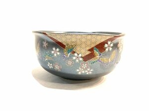 【新品】 蝶の都　菓子鉢　瑞陶作　菓子器 木箱付き　花　桜　和柄　日本　陶器　器　直径20.5cm おもてなしに！