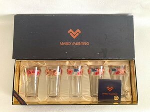 ★未使用★ MARIO VALENTINO マリオ・バレンチノ グラス 5客セット タンブラーグラス ガラス コップ ビアグラス 花柄 食器