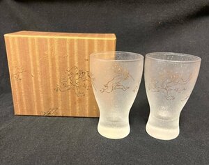 ★新品★ ADERIA 鳥獣戯画 グラス ペアセット 2個セット ビールグラス ビアグラス タンブラーグラス 金彩紋様 来客 おもてなしにも