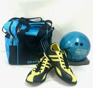 ラウンドワン ROUND1 マイボーラーセット 3点セット マイボール 15ポンド マイシューズ 27cm Aqua Blue ボウリング バッグ 球