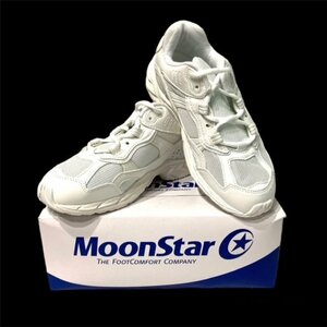 【新品】MoonStar ムーンスター スニーカー 23.5cm EEE ホワイト 普段使い 通学 学校 スクール スポーツ メンズ レディース