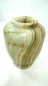 大理石調 置物 美術品 飾り壺 台座付き 高さ23ｃｍ