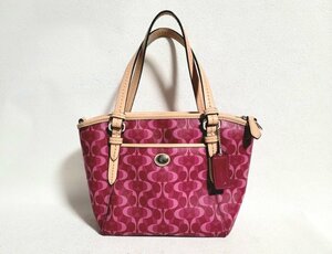 COACH コーチ ハンドバッグ F26401 シグネチャー ピンク&ベージュ お出かけ ワンポイント レディース ブランド