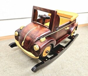 [ antique ] locking car wooden Volkswagen manner wooden horse for children vehicle toy Classic car interior rare car. toy Vintage 