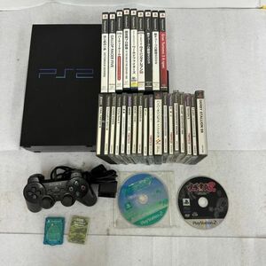 H421-O18-3469 SONY ソニー PlayStation2 プレイステーション2 本体 SCPH-15000/コントローラー/メモリーカード2個/ソフト25本以上付 ①