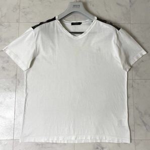 ブラックレーベルクレストブリッジ BLACK LABEL CRESTBRIDGE 肩チェック柄 ワンポイントロゴ刺繍 半袖Tシャツ Lサイズ ホワイト 白 メンズの画像1