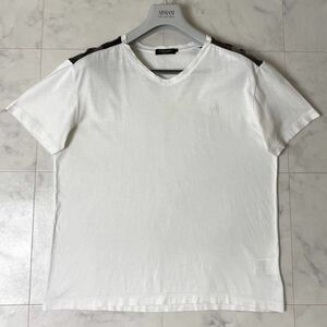 ブラックレーベルクレストブリッジ BLACK LABEL CRESTBRIDGE 肩チェック柄 ワンポイントロゴ刺繍 半袖Tシャツ Lサイズ ホワイト 白 メンズ