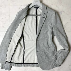 美品!! アルマーニ ARMANI EXCHANGE スウェット地 テーラードジャケット アンコン ロゴプレート M相当 グレー 灰 メンズ