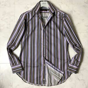  beautiful goods!! Etro ETRO multicolor stripe long sleeve shirt size 39 L corresponding Italy made feeling of luxury men's 