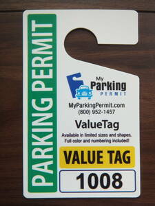 ◆新品U.S.駐車許可書【Parking Permit Hang Tags】sampleパーキングパーミット ◆送料230円～